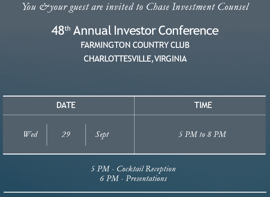 Replay:  Chase Investment Counsel 48th Annual Investor Conference